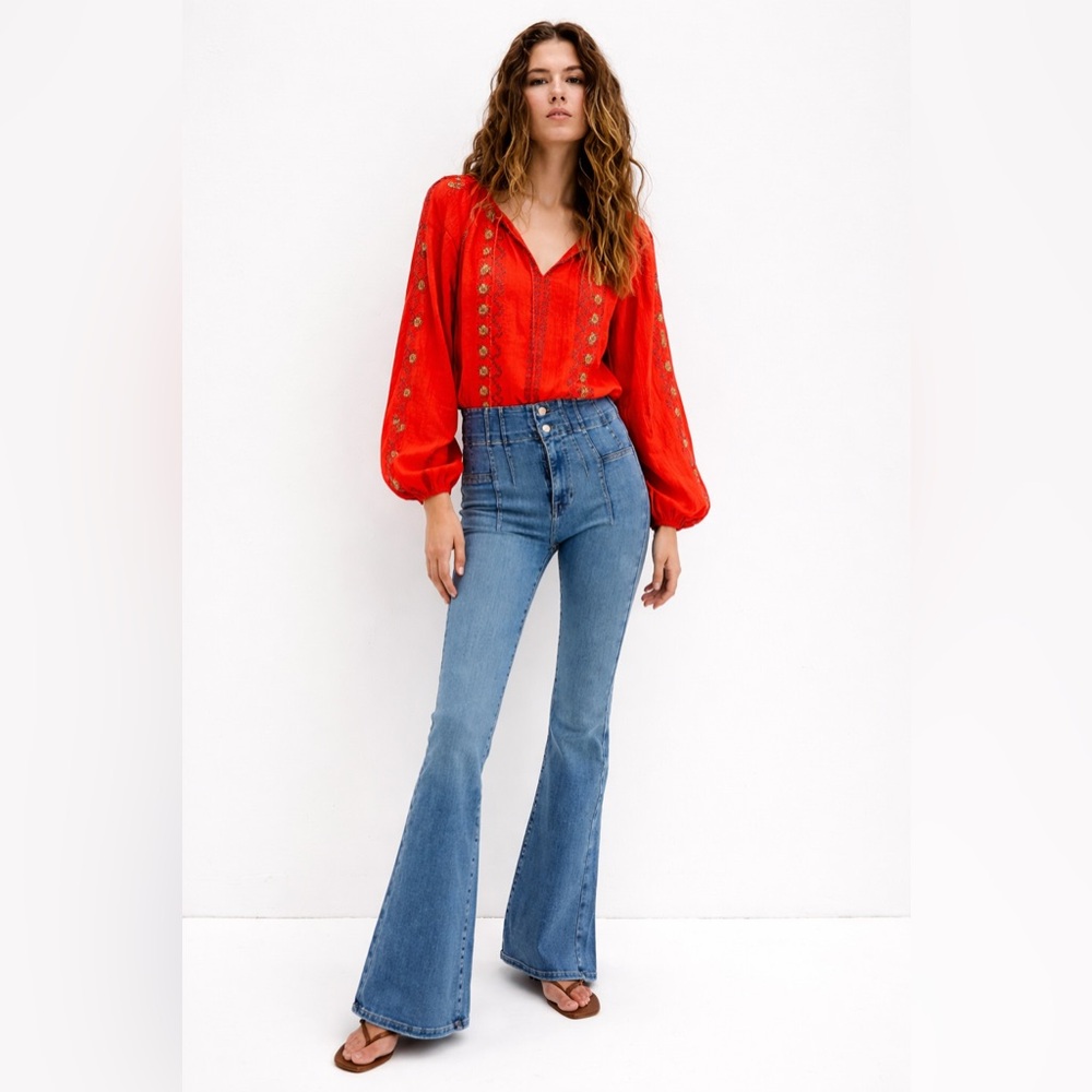 We The Free Jayde High-Rise Flare Jeans 28 hippie boho festival bell bottom